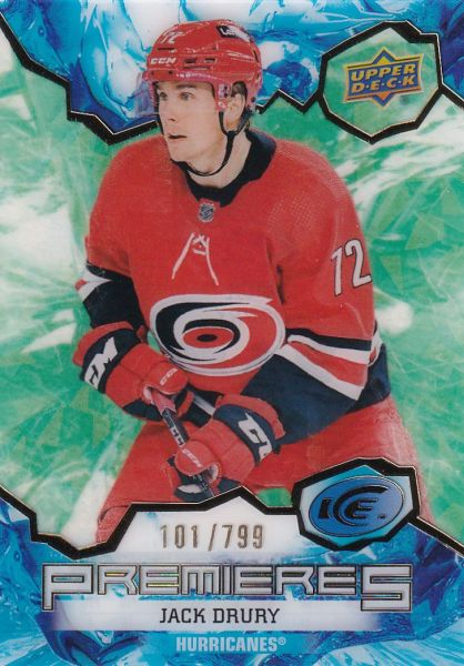 insert RC karta JACK DRURY 21-22 UD Ice Premieres Green /799